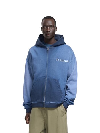 FLÂNEUR HEAVY DOUBLE LOGO ZIP-UP VEST NAVY