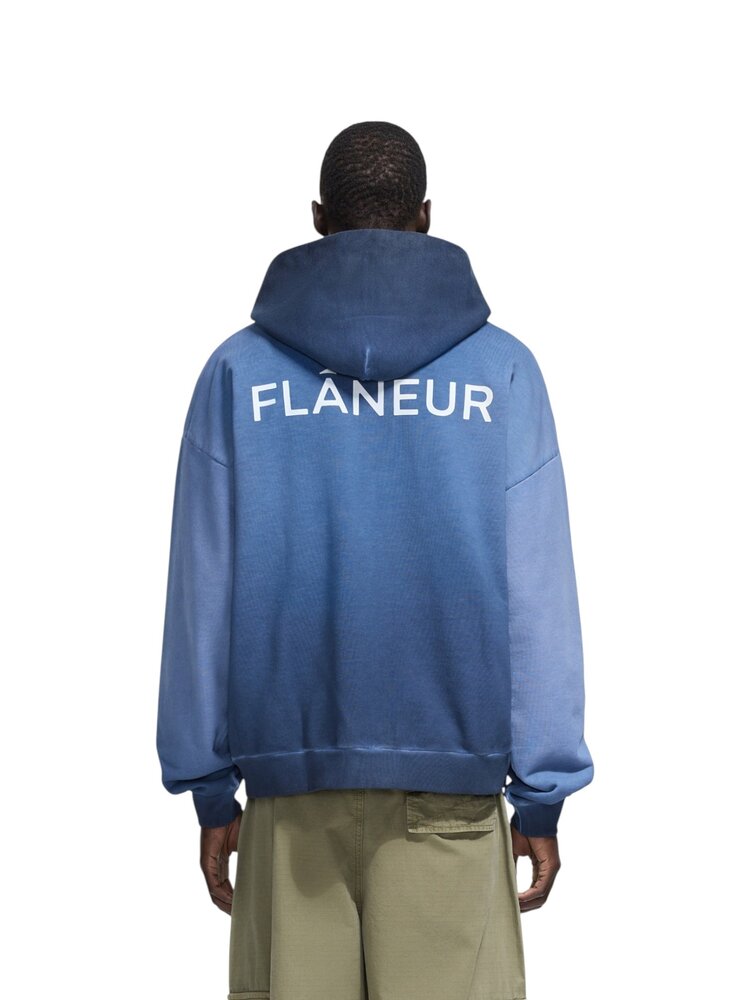 FLÂNEUR HEAVY DOUBLE LOGO ZIP-UP VEST NAVY