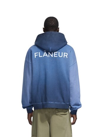 FLÂNEUR HEAVY DOUBLE LOGO ZIP-UP VEST NAVY