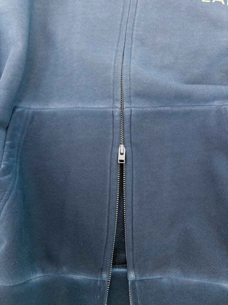 FLÂNEUR HEAVY DOUBLE LOGO ZIP-UP VEST NAVY