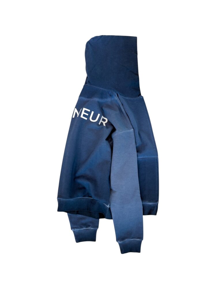 FLÂNEUR HEAVY DOUBLE LOGO ZIP-UP VEST NAVY