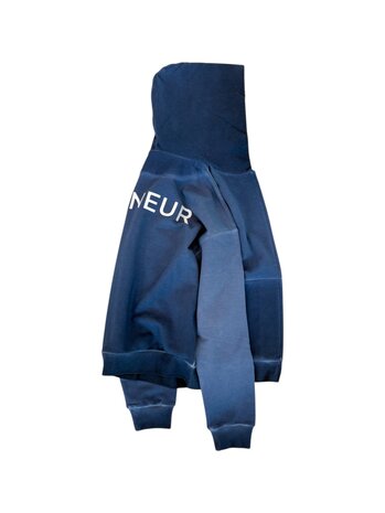 FLÂNEUR HEAVY DOUBLE LOGO ZIP-UP VEST NAVY