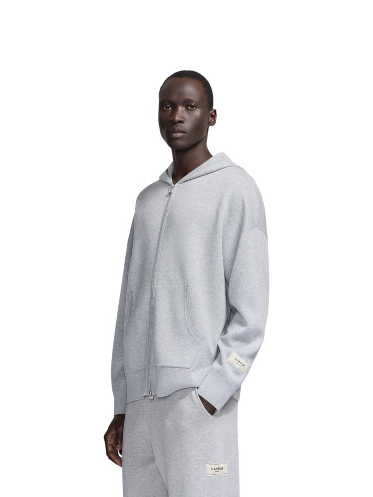 FLÂNEUR ATELIER KNIT ZIP-UP HEATHER GREY