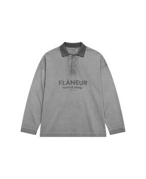 FLÂNEUR SOUND & DESIGN STUDIO MEMBER LONG SLEEVE POLO  WASHED GREY