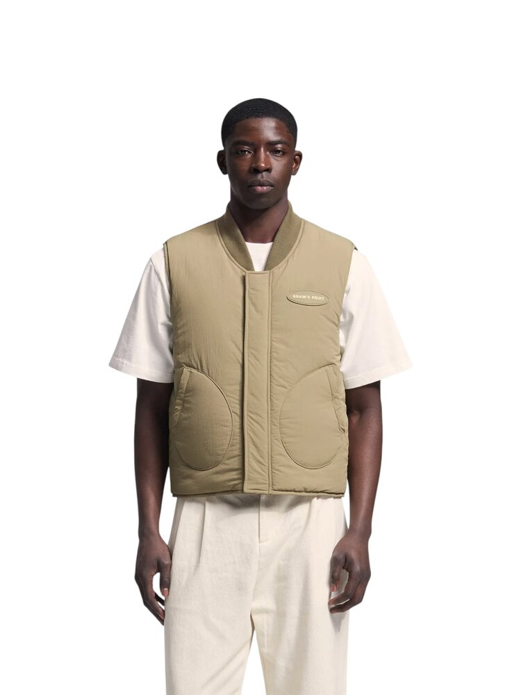 Brams Fruit BRAM'S FRUIT REVERSIBLE PADDED BODYWARMER VEST OLIVE GREEN