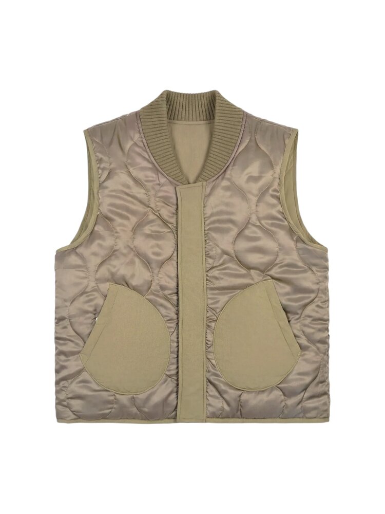 Brams Fruit BRAM'S FRUIT REVERSIBLE PADDED BODYWARMER VEST OLIVE GREEN