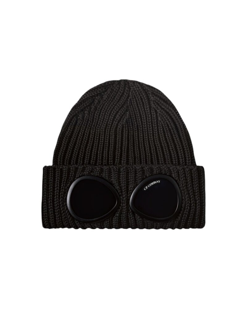 C.P. Company C.P. COMPANY EXTRAFINE MERIONO WOOL GOGGLE BEANIE BLACK