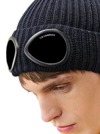 C.P. Company C.P. COMPANY EXTRAFINE MERINO WOOL GOGGLE BEANIE NAVY