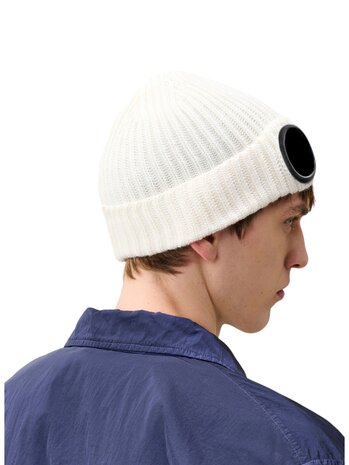 C.P. Company C.P. COMPANY MERINO WOOL GOGGLE BEANIE GAUZE WHITE