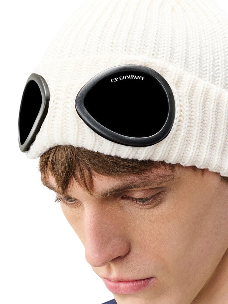 C.P. Company C.P. COMPANY MERINO WOOL GOGGLE BEANIE GAUZE WHITE