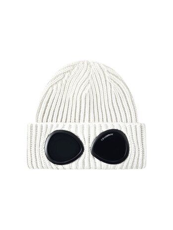 C.P. Company C.P. COMPANY MERINO WOOL GOGGLE BEANIE GAUZE WHITE