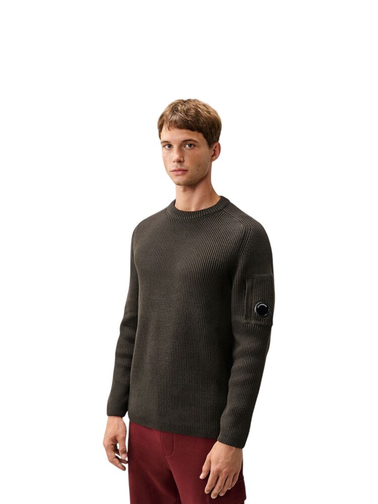 C.P. Company C.P. COMPANY FULL RIB COTTON CREWNECK LENS SWEATER RAVEN