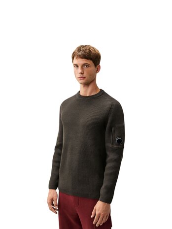 C.P. Company C.P. COMPANY FULL RIB COTTON CREWNECK LENS SWEATER RAVEN