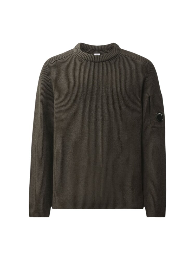 C.P. Company C.P. COMPANY FULL RIB COTTON CREWNECK LENS SWEATER RAVEN