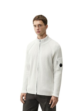 C.P. Company C.P. COMPANY CARDIGAN FLEECE KNIT WHITE MELANGE