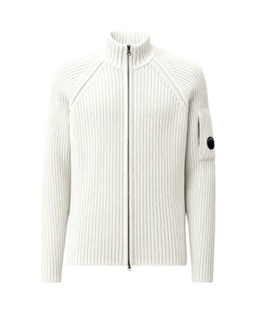 C.P. Company C.P. COMPANY CARDIGAN FLEECE KNIT WHITE MELANGE