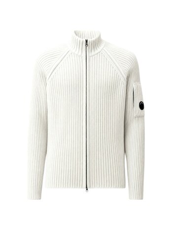 C.P. Company C.P. COMPANY CARDIGAN FLEECE KNIT WHITE MELANGE
