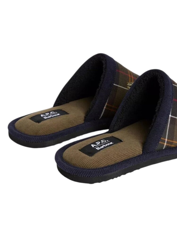 A.P.C. A.P.C. PARIS X BARBOUR TARTAN SLIPPERS MULTICOLOUR