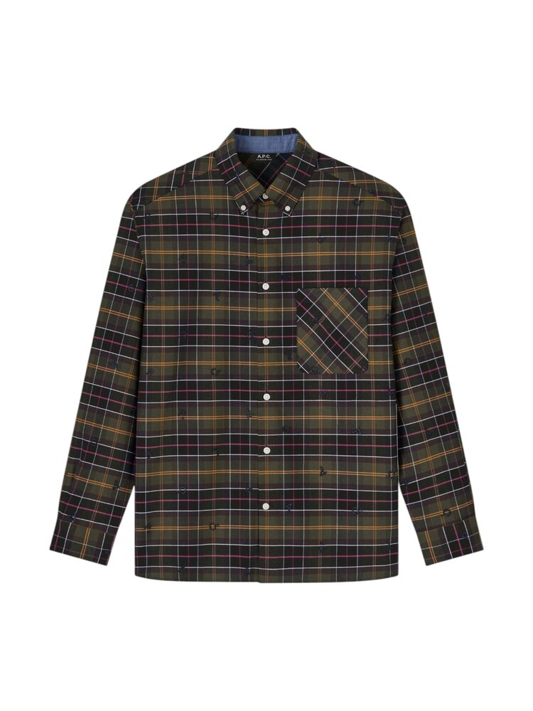 A.P.C. A.P.C. PARIS X BARBOUR TARTAN SPELL-OUT SHIRT MULTICOLOUR