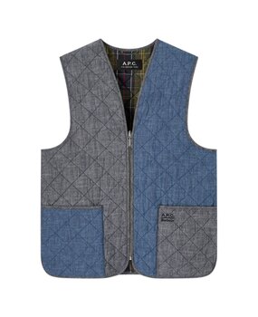 A.P.C. A.P.C. PARIS X BARBOUR REVERSIBLE LINER VEST CHAMBRAY