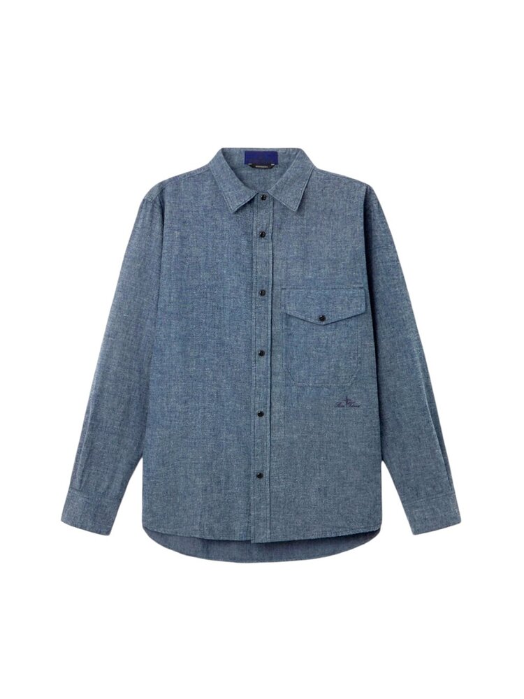 Stone Island STONE ISLAND BRUSHED INDIGO CHAMBRAY SHIRT