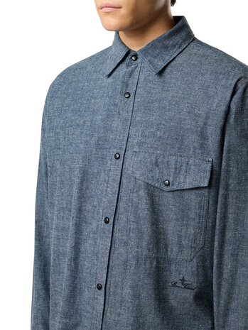 Stone Island STONE ISLAND BRUSHED INDIGO CHAMBRAY SHIRT