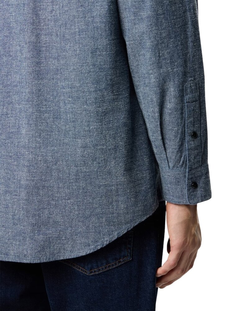 Stone Island STONE ISLAND BRUSHED INDIGO CHAMBRAY SHIRT