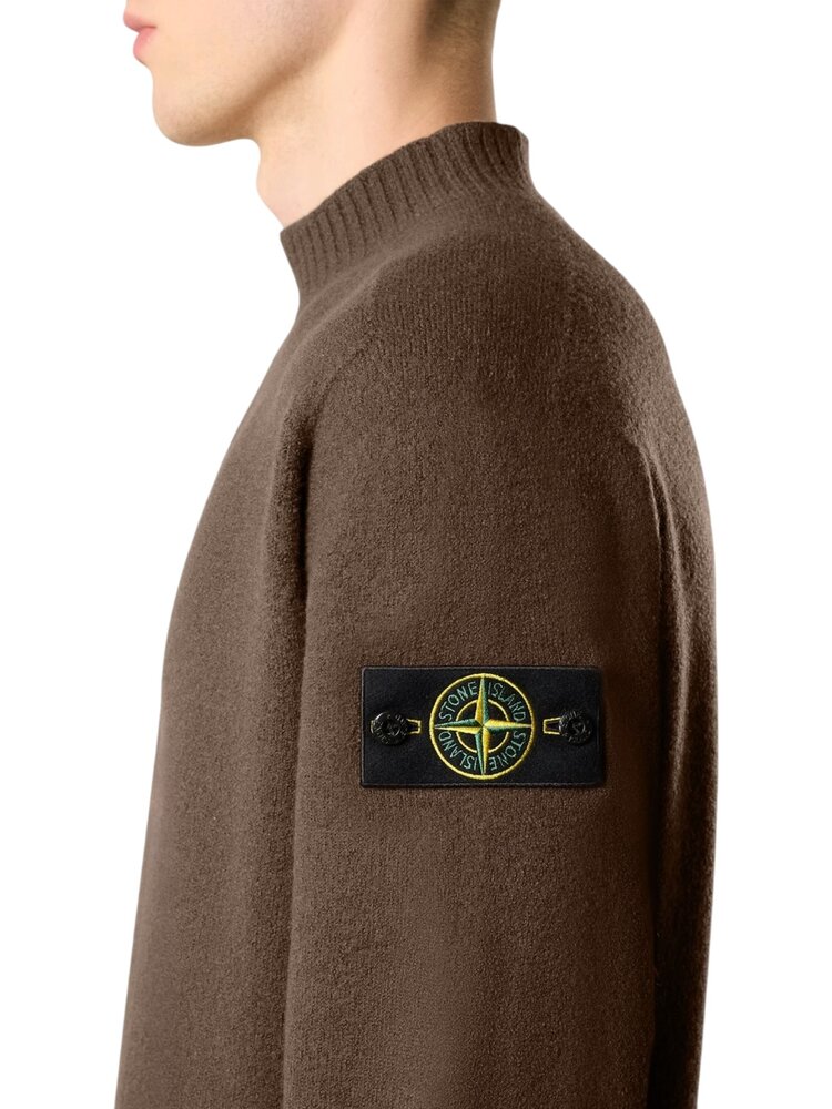 Stone Island STONE ISLAND FELTED RWS WOOL PULLOVER UMBER