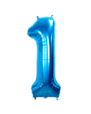 Q2party Folie Ballon Cijfer 1 Blauw - XL 86 Cm