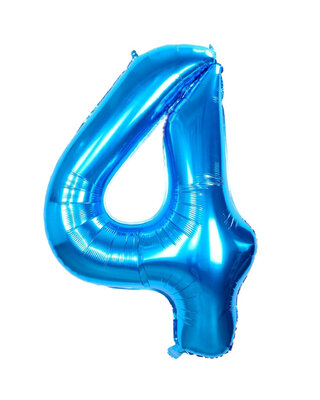 Q2party Folie Ballon Cijfer 4 Blauw - XL 86 Cm