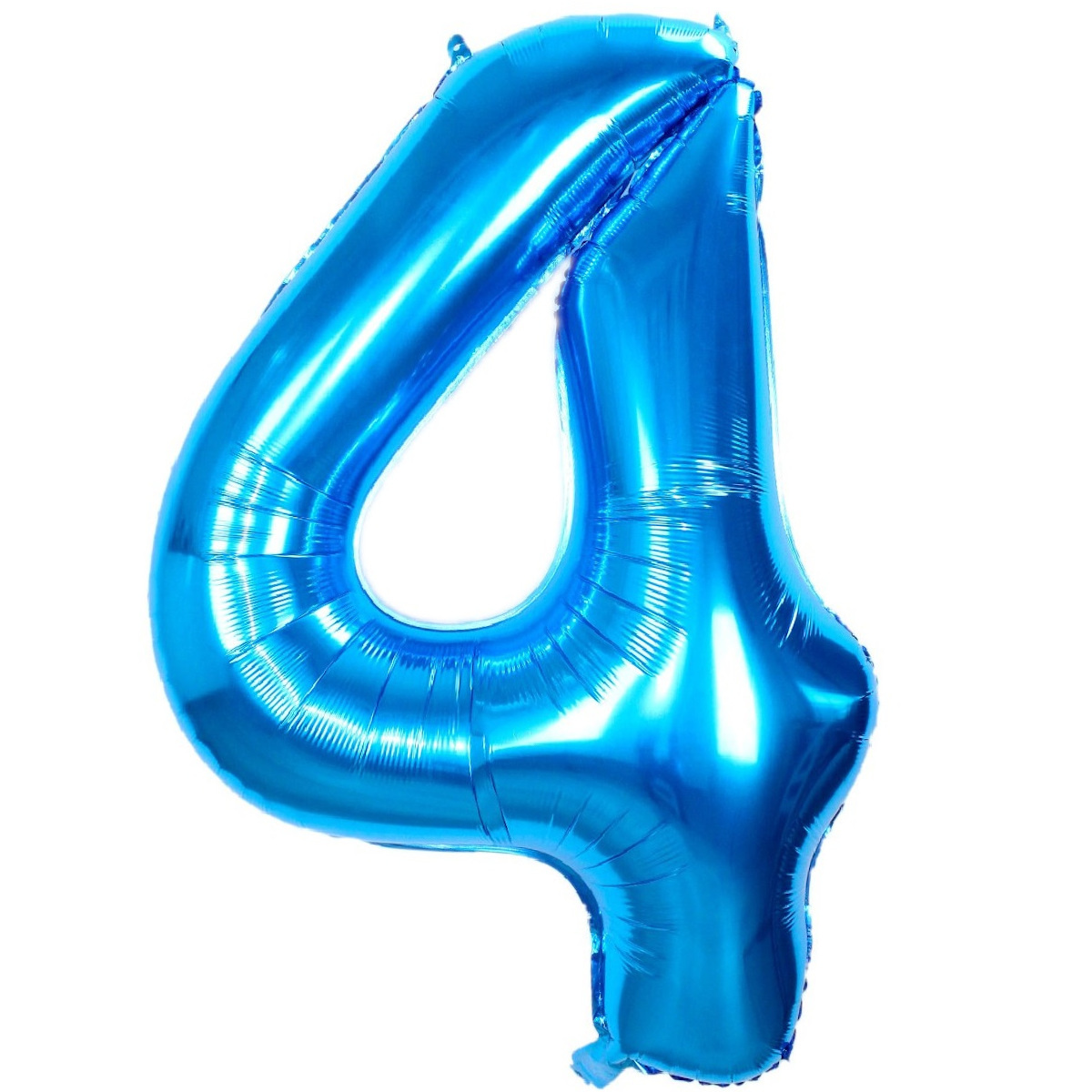 Q2party Folieballon Cijfer 4 Blauw - XL 86 Cm