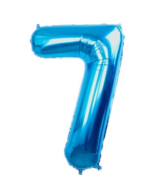 Q2party Folie Ballon Cijfer 7 Blauw - XL 86 Cm