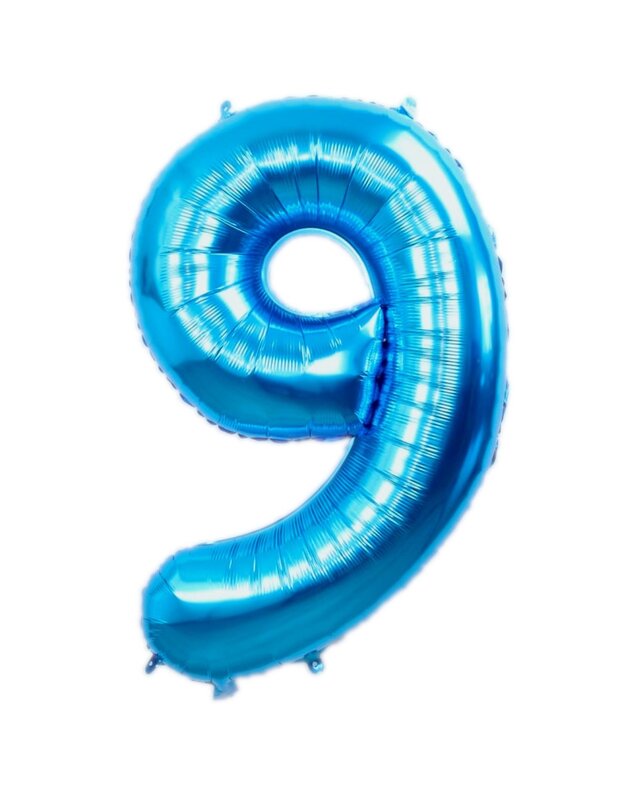 Q2party Folieballon Cijfer 9 Blauw - XL 86 Cm