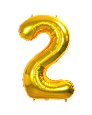 Q2party Folie Ballon Cijfer 2 Goud - XL 86 Cm