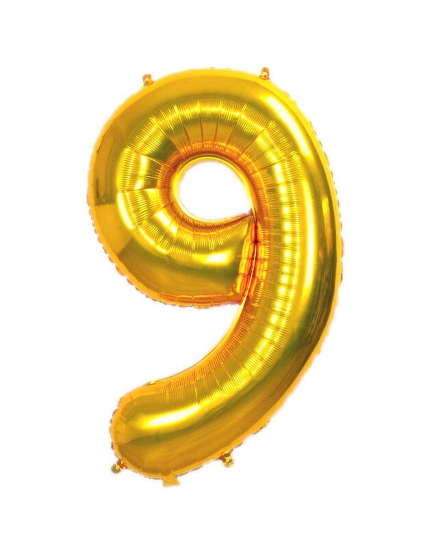 Q2party Folieballon Cijfer 9 Goud - XL 86 Cm