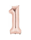 Q2party Folie Ballon Cijfer 1 Rose goud - XL 86 Cm