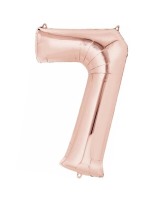 Q2party Folie Ballon Cijfer 7 Rose goud - XL 86 Cm