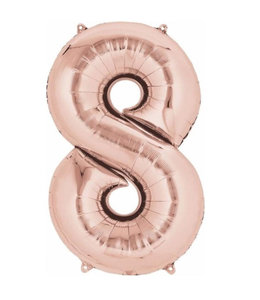 Q2party Folie Ballon Cijfer 8 Rose goud - XL 86 Cm