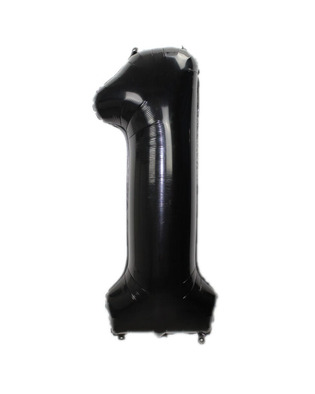 Q2party Folieballon Cijfer 1 Zwart - XL 86 Cm