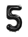 Q2party Folie Ballon Cijfer 5 Zwart - XL 86 Cm