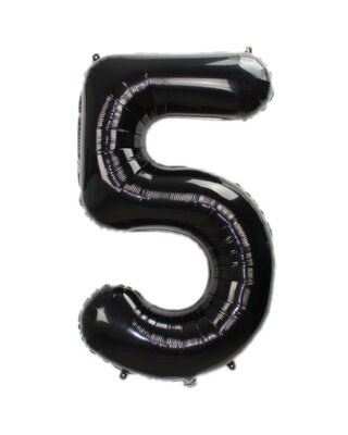 Q2party Folie Ballon Cijfer 5 Zwart - XL 86 Cm