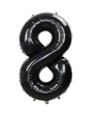 Q2party Folie Ballon Cijfer 8 Zwart - XL 86 Cm