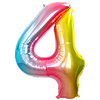 Folieballon Cijfer 4 Regenboog - XL 86 Cm