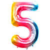 Folieballon Cijfer 5 Regenboog - XL 86 Cm