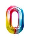 Q2party Folie Ballon Cijfer 0 Regenboog - XL 86 Cm