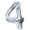 Folieballon Cijfer 4 Zilver - XL 86 Cm