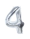 Q2party Folie Ballon Cijfer 4 Zilver - XL 86 Cm