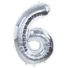 Folieballon Cijfer 6 Zilver - XL 86 Cm