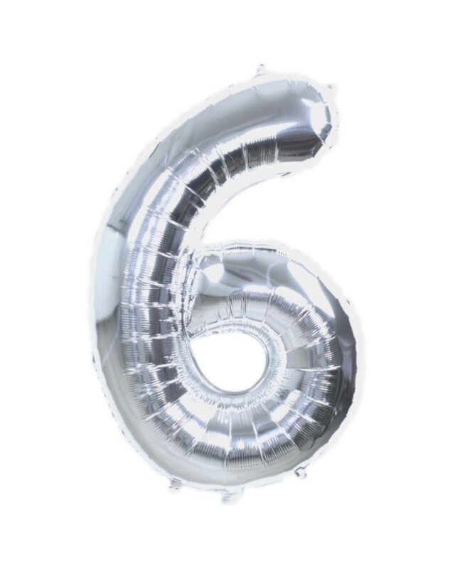 Q2party Folieballon Cijfer 6 Zilver - XL 86 Cm