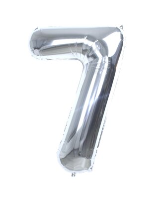 Q2party Folie Ballon Cijfer 7 Zilver - XL 86 Cm